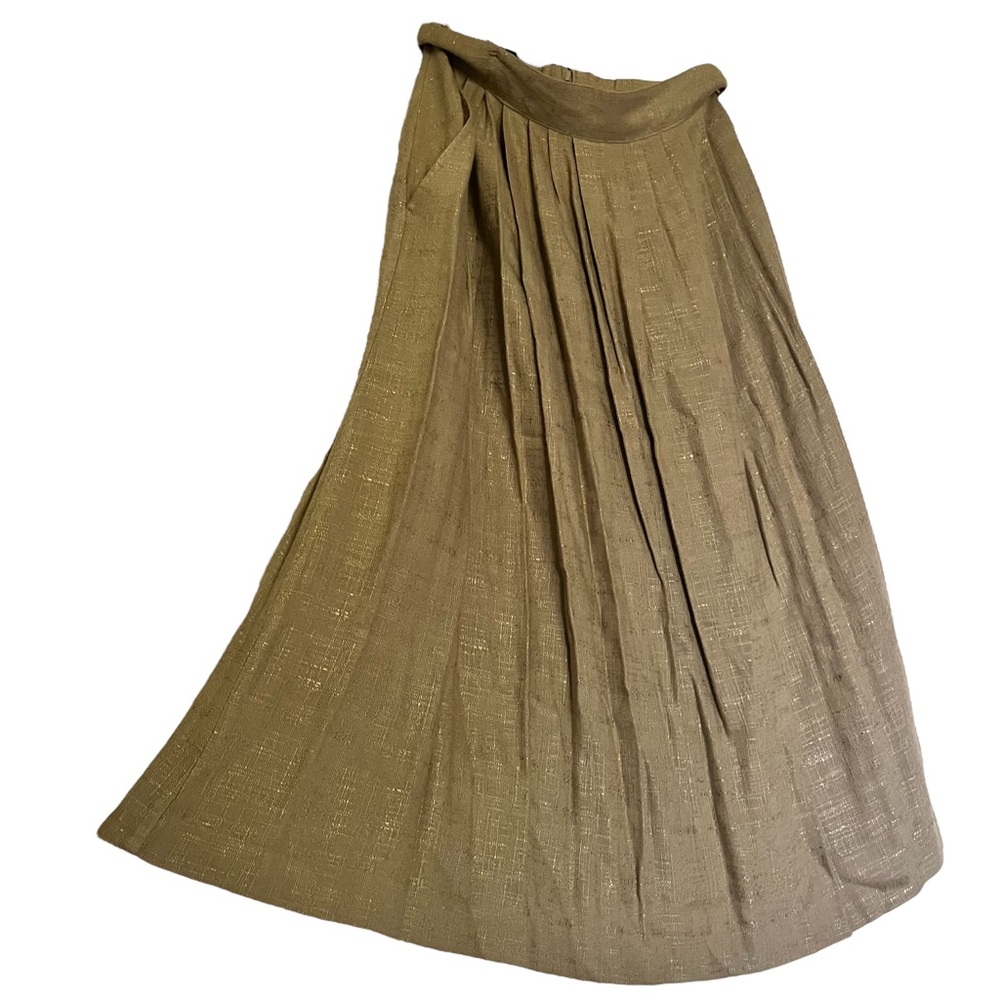 Vintage Claude Workers Union Plaid Midi Skirt Size 11/12 Tan
